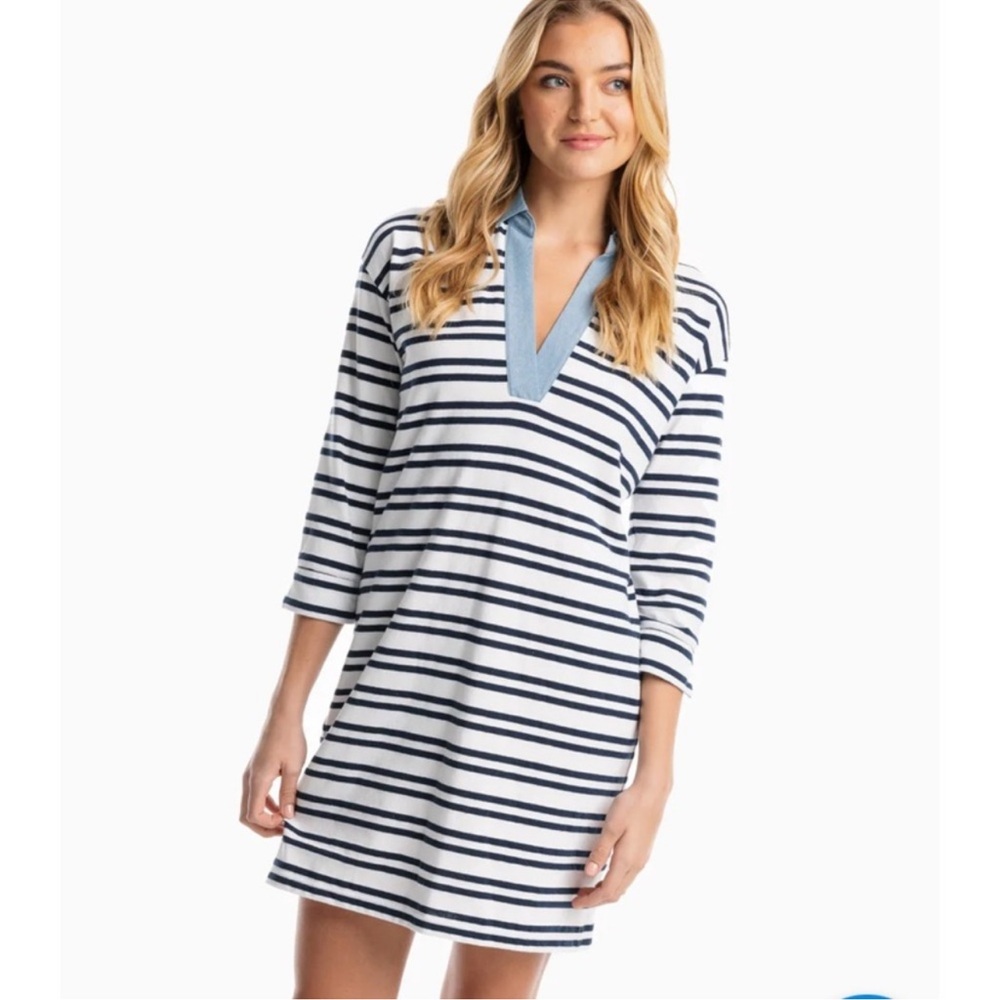 Southern Tide Carolina Stripe Shirt Dress Size Small